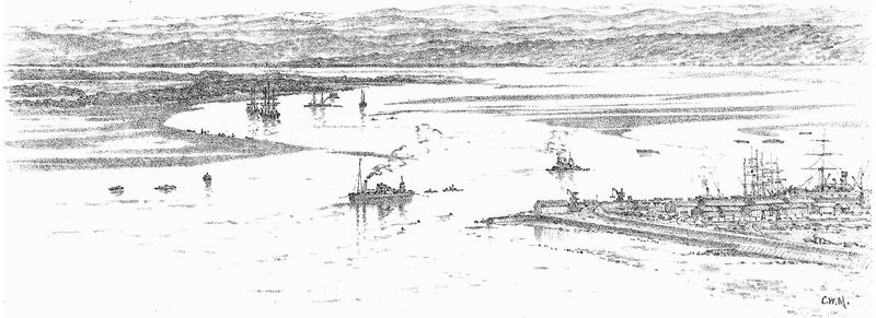 Engraving of Durban's harbour from the Bluff, 1891
